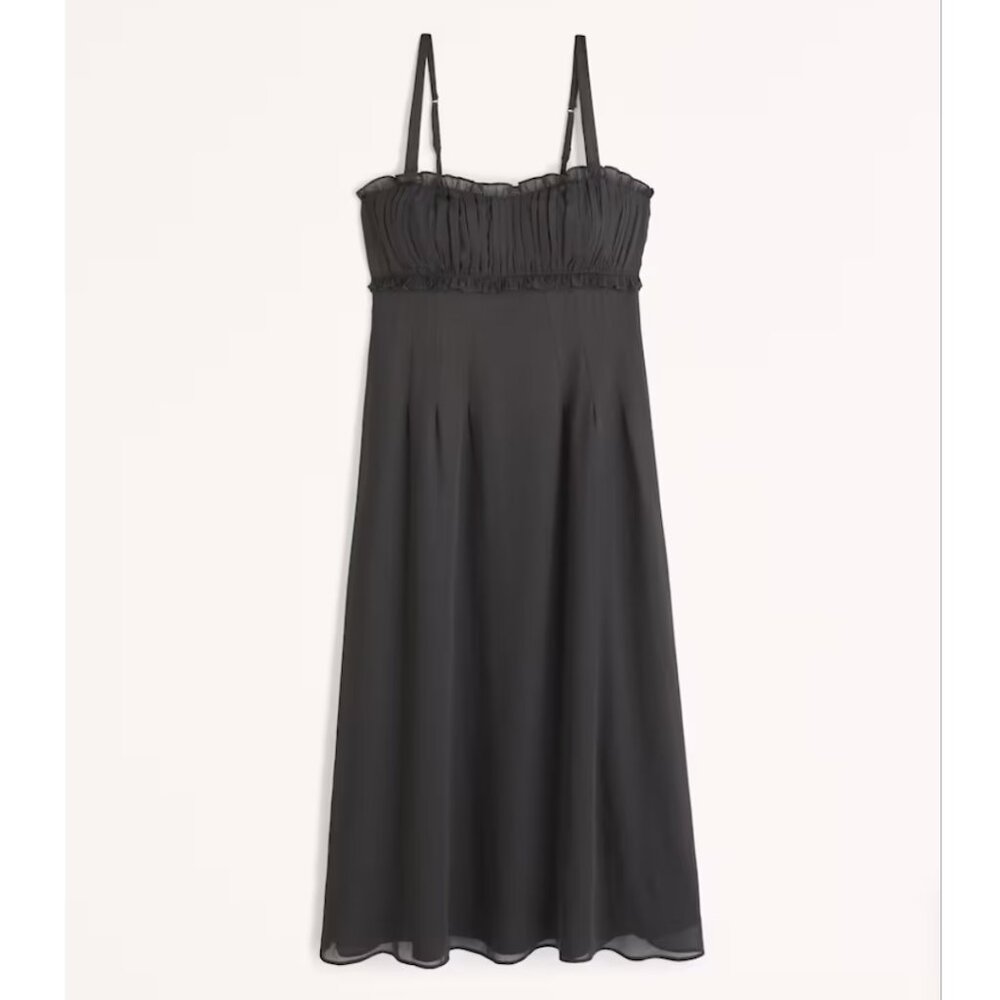 Abercrombie & Fitch Black Ruffle Midi Corset Dress Size Medium NWT